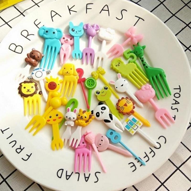 10Pcs Nette Mini Tier Bauernhof Cartoon Essen Picks Kinder Snack Kuchen Dessert Lebensmittel Obst Gabeln Mittagessen Bento Zubehör Party decor