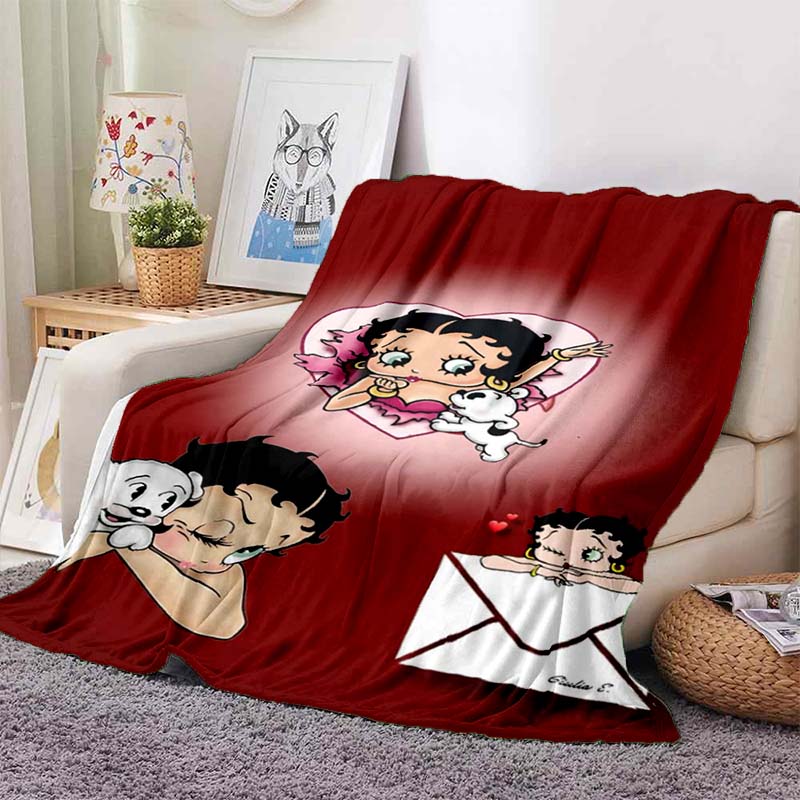 2026 new model cartoon B-Bettyy-Boopp blanket flannel sofa bed warm plush office comfortable portable gift picnic blanket