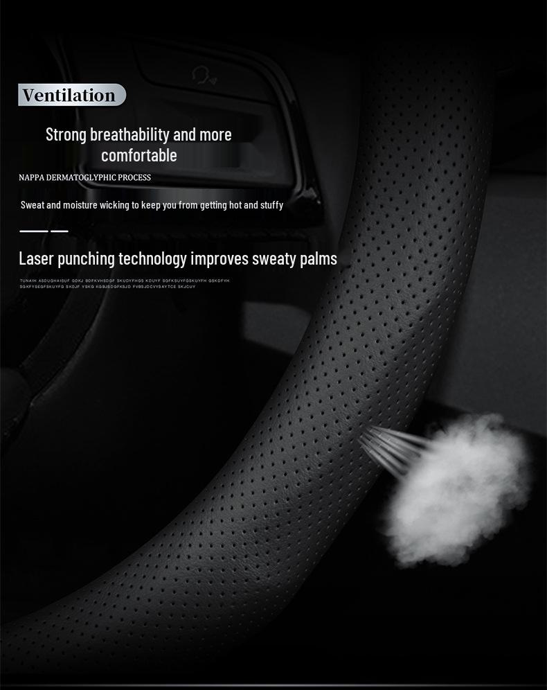 Premium Genuine Leather Steering Wheel Cover for BYD: Tang, DMI, Yuan, Song Pro, Qin Plus, Han EV, Dolphin, F3, S7
