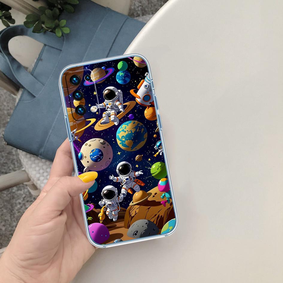 PP7 Astronaut Space Moon Soft Shell Transparent Phone Case for Motorola Moto G7 G8 G9 G84 G85 G73 G24 G15 Z2 Play Power Plus