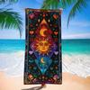 1pc Bohemian Microfiber Beach Towel - Large,Lightweight,Quick-Dry, Soft, Colorful Cosmic Tapestry with Sun, Moon, Stars & Hearts