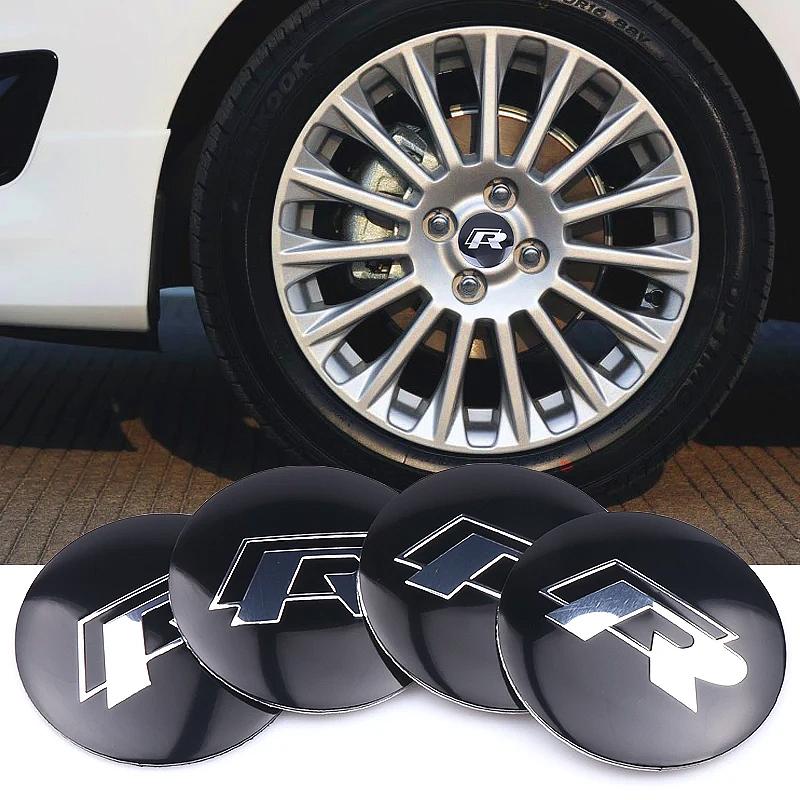 For VW 4pcs 56mm Car Wheel Center Cover Stickers Hub Cap Sticker For VW Golf Polo Tiguan Touran Jetta Passat CC T5 GTI Scirocco Magotan ES1