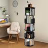 5-Tier Rotating Bookshelf Max Load 220 Lbs – 360° Spinning Bookcase Storage Rack – Modern Black Floor-Standing Book Organizer