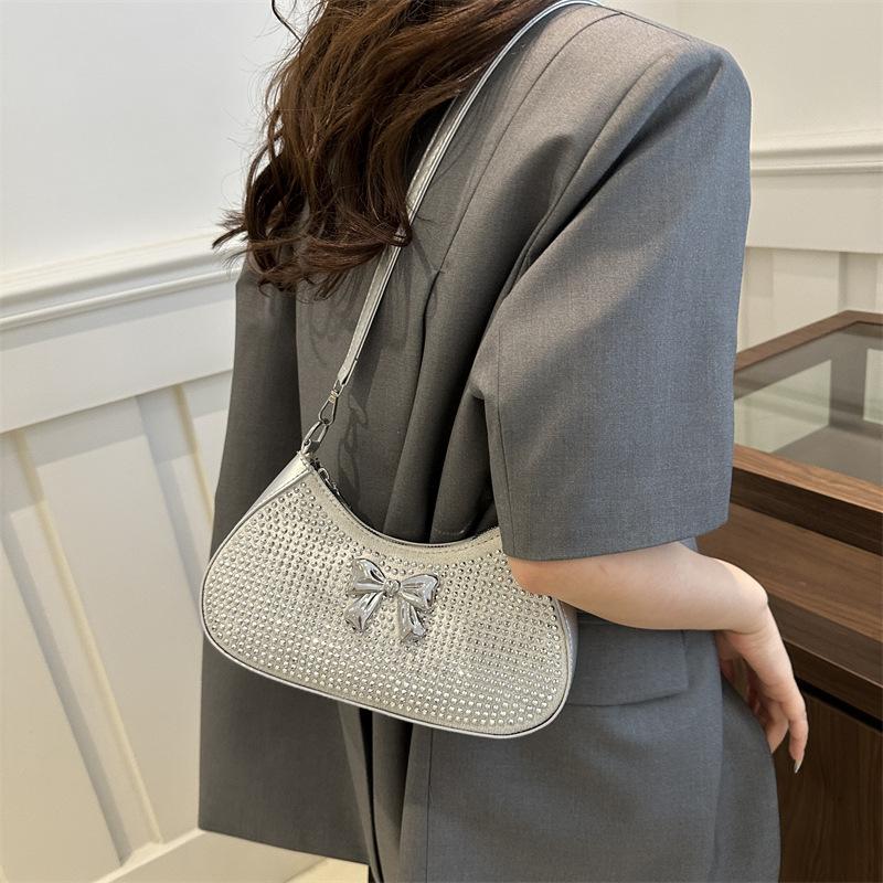 New European and American Fashion Bow Personality Fashionable Women's Crossbody Underarm Crescent Bag