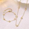 9mm Solid Titanium Steel 18K Gold Five-Petal Flower Mini Bracelet Necklace for Women - Light Luxury Frosted Jewelry