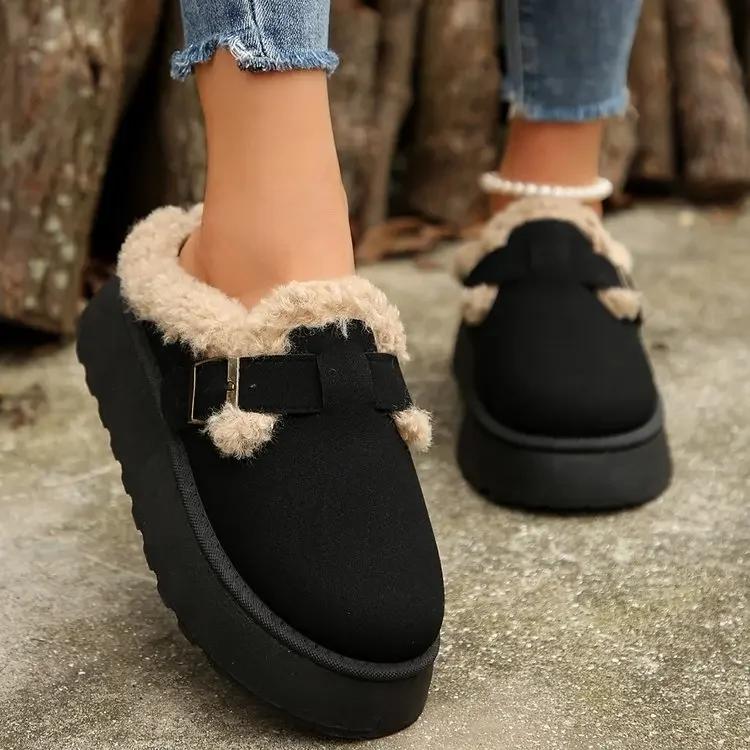 Modieuze Sneeuwlaarzen Winterkleding Buiten Dikke Zool Katoenen Schoenen Pluche Verdikt Warm Houdende Pantoffels Platform Casual Schoenen Buitenpantoffels