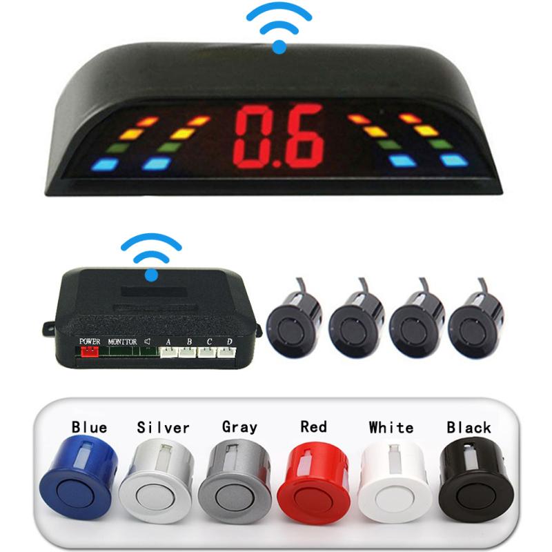 Sada LED bezdrátových parkovacích senzorů Parktronic 4 senzory Automatický záložní radar pro couvání