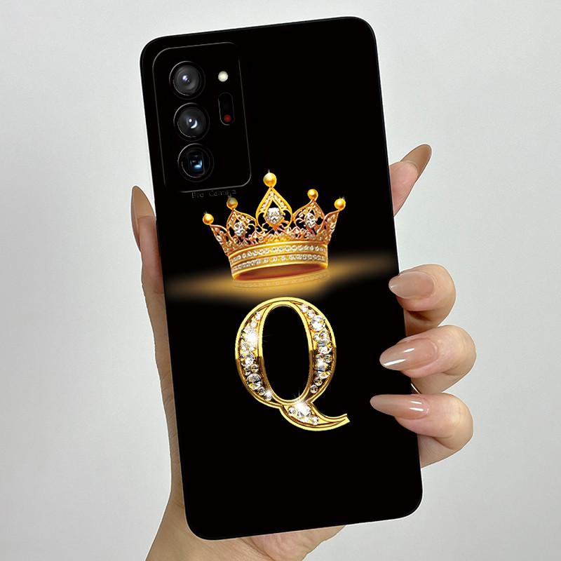 Case For Samsung Galaxy Note 20 Ultra Luxury Crown Letter Liquid Silicone Back Cover Soft Funda For Samsung Note20 20Ultra Coque