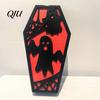 Halloween Ghost Spider Decoration Casket Decor, DIY Bat Ornament with Lights, Atmosphere Lighting Spooky Graveyard Scene Prop for Party