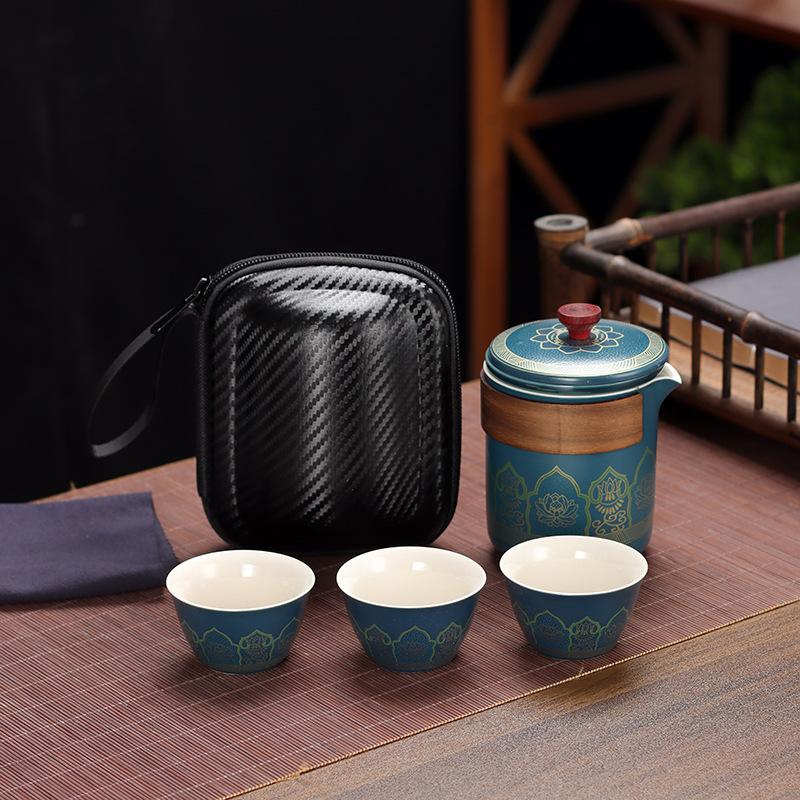 Travel tea set, convenient Kung Fu tea set set, outdoor Kuaike cup, holiday company business gift