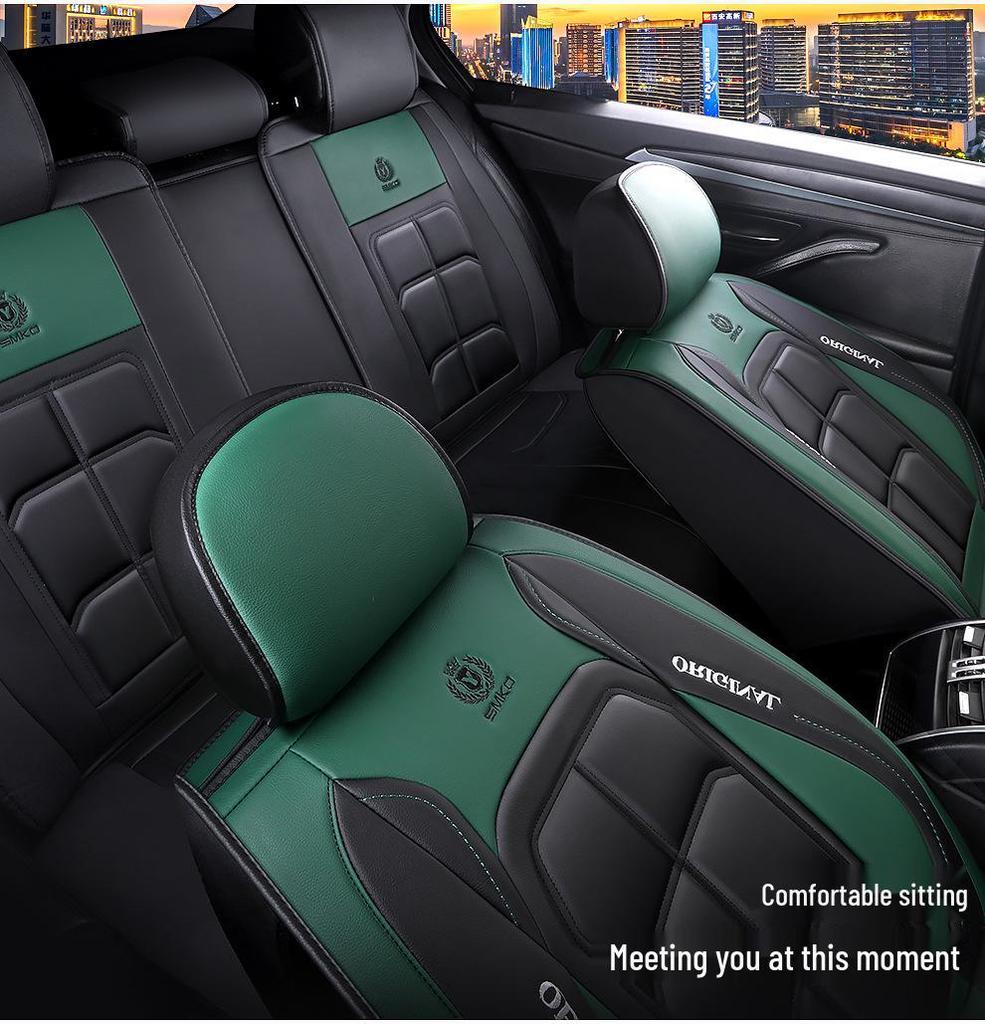 Nappa Leather Universal Car Seat Cover Set - 8-Piece, Full Wrap, All-Season Compatibility