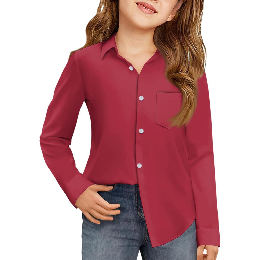 Girls' Button-Down Shirt - Long Sleeve Dress Blouse