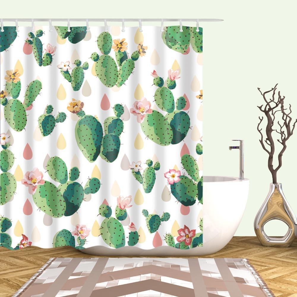 Tropische Kaktuspflanze Ananas Duschvorhänge Badezimmervorhang Cortina Ducha Frabic Wasserdichtes Polyester Badvorhang