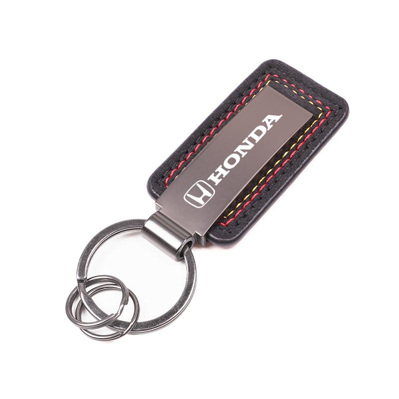 Leather Keychain Car Styling Emblem Metal Pendant For Honda Civic FIT Prelude Insight Odyssey Vezel CRV Accord Jazz HRV Stepwgn RH6