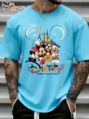 Tričko s potiskem Disney hradu, cartoon, léto 2026, Harajuku, volné, ležérní, krátký rukáv, pro muže i ženy