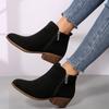Coarse-heeled short boots, new European and American large-size pointed-toe side zipper polished retro Martin boots in autumn and winter