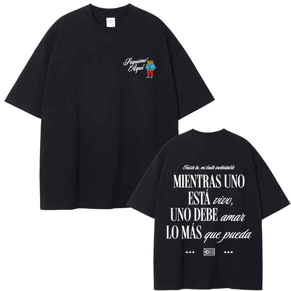 Rapper Bad Bunny Graphic Men Cotton T-shirts Debi Tirar Mas Fotos DTMF World Tour T Shirt Fashion