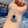 Jewelry Color Treasure Popular Blue Tip Crystal Imitation Tanzanian Sapphire Retro Pendant Temperament Clavicle Chain