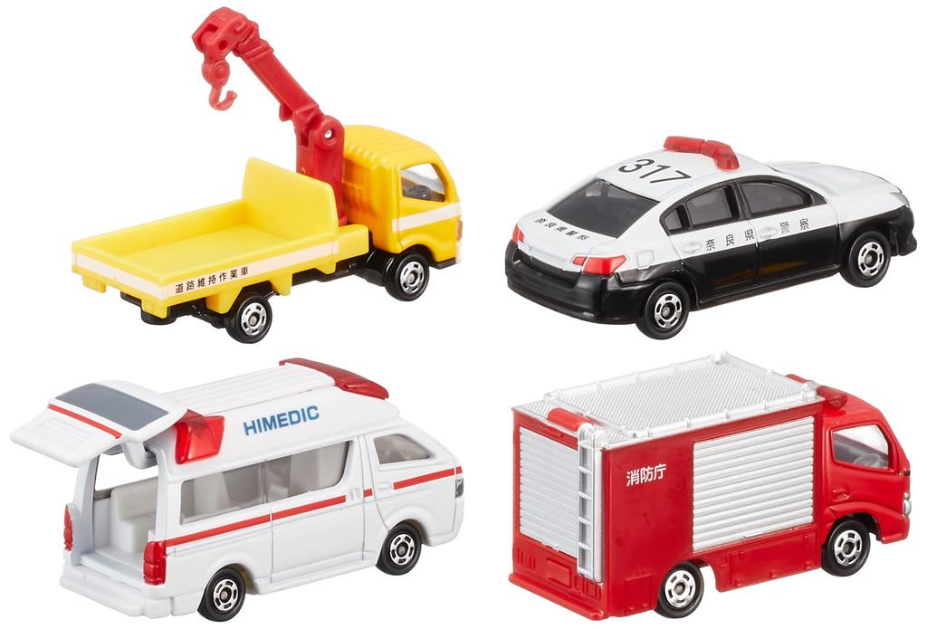 Takara Tomy Emergency Vehicle Set Miniature Car Toy for boys aged 3 and Meets toy safety standards and is ST mark "Tomica 5" up. certified.