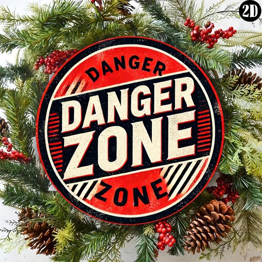 Vintage Danger Zone Round Metal Wall Art Sign 8x8 Inch Aluminum Decor for Home Garage Bar