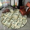 Rich Euro Dollar Money 3D Pattern Round Carpet Rug for Living Room Bedroom Child Playroom Chair Decor,Pet Area Rug Non-slip Mat