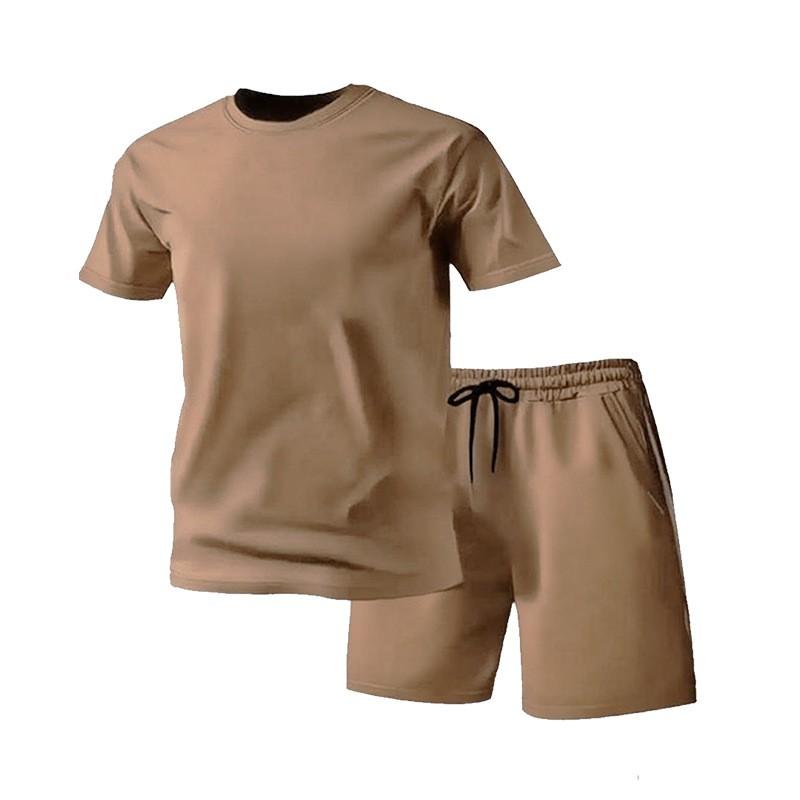 Mens Breathable Mesh 2-Piece Sportswear Set - Short Sleeve Tee Shorts Running Casual Wear