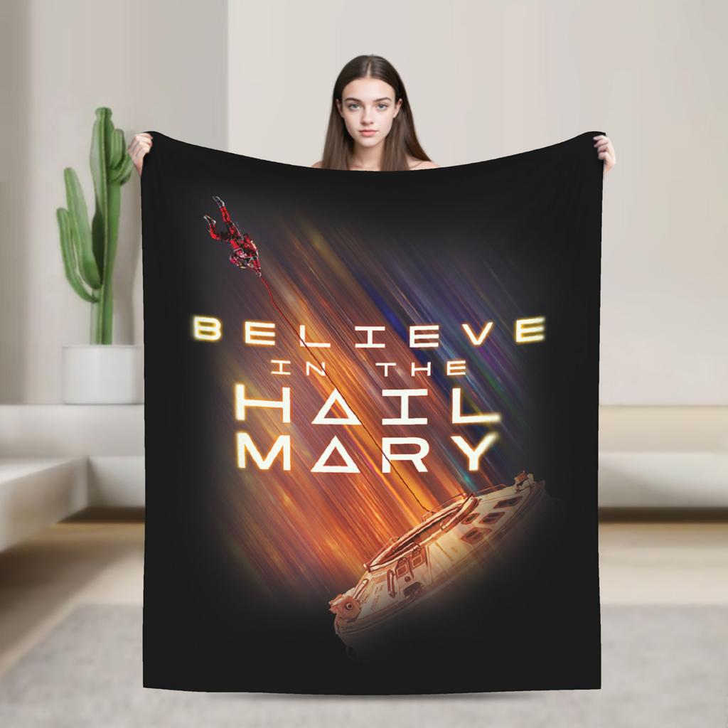 Project Hail Mary Amaze Eridani-Rocky Flannel Blanket Neon Portrai Funny Throw Blanket Sofa Bedding Lounge Super Soft
