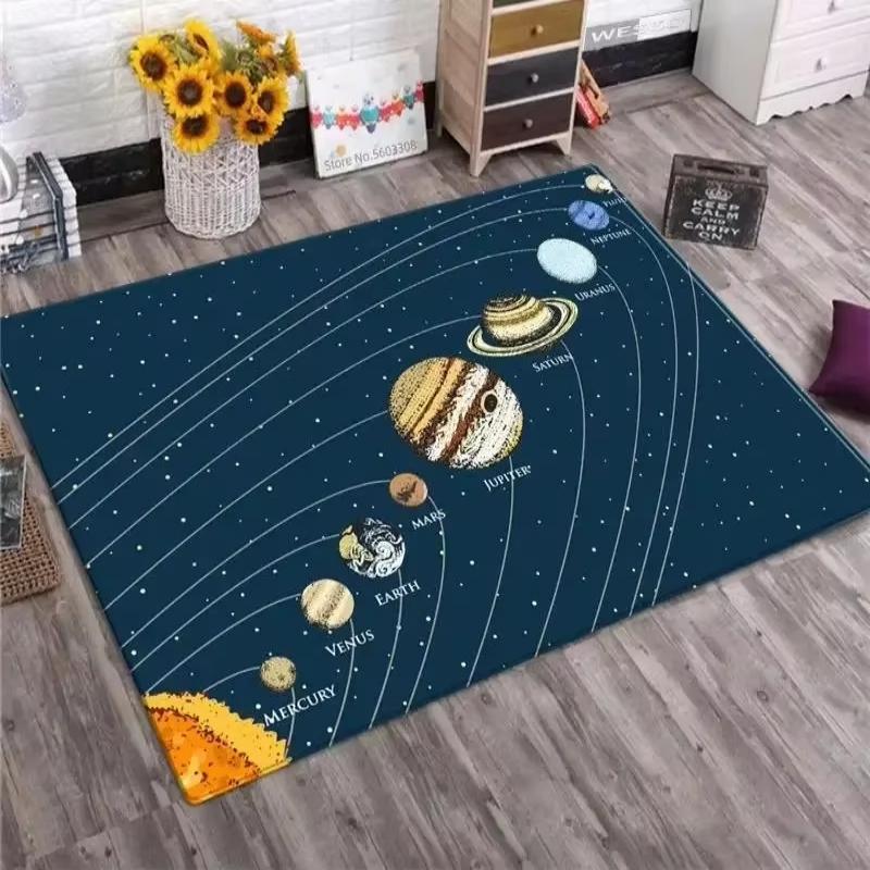Solar System Planet Print Rug Anti Slip Floor Mat Kids Bedroom Space Theme Carpet Living Room Home Decor