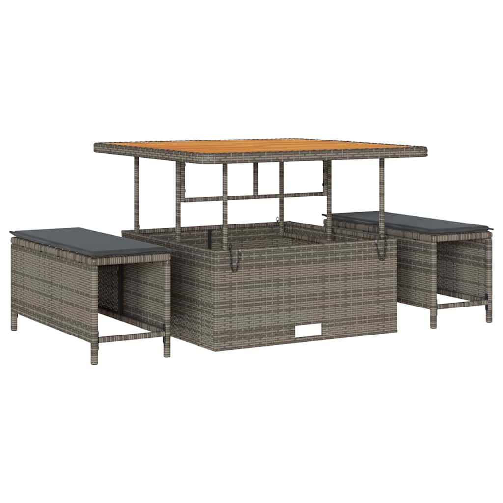 Garden Sofa Set with Cushions 12 pcs Grey Poly Rattan