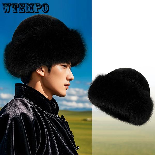 WTEMPO Men's Autumn Winter Outdoor Plush Faux Fur Ear Protection Hats Couple Windproof Cold-proof Warm Hats Cycling Skiing Hats