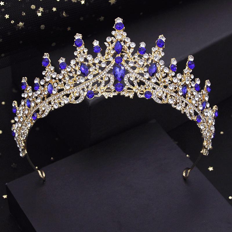 Lyxig Drottning Brudkrona Prinsessa Röd Tiara Brud Huvudsmycke Fest Födelsedag Bröllop Hårsmycken Huvudaccessoarer