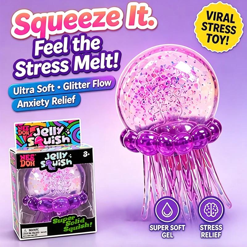 Soft Elastic Needoh Jellyfish Squishy Squeeze Sensory Toy Stress Relief Mood Adjustment Anti Anxiety Cute Relaxing Toy