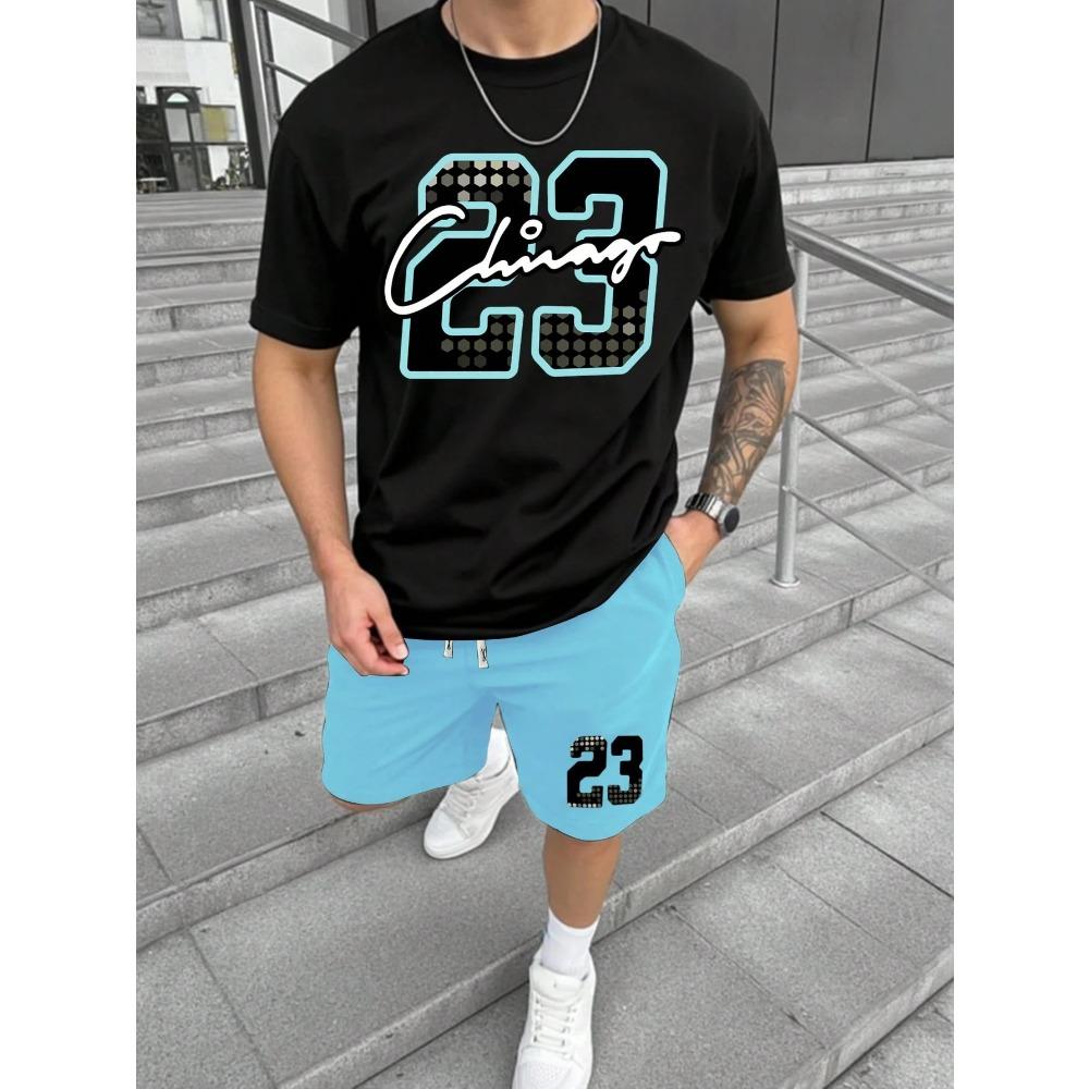 Neues Sommer-Zweiteiler-Set für Herren: T-Shirt und Shorts, Lässiges kurzärmeliges T-Shirt und Shorts, Zweiteiler-Set, Täglicher Freizeitstil