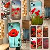 Capa de Celular Flor de Papoula Vermelha Para Samsung Galaxy S23 S26 Ultra S20 S21 S22 S24 S25 Plus S10 S25 FE Capa Shell