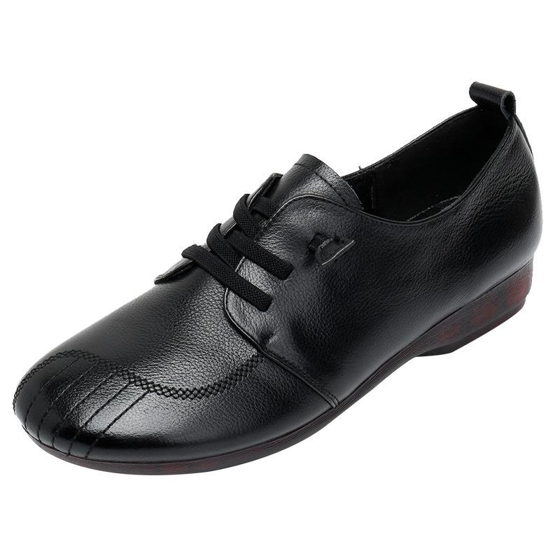Beef Tendon Sole Leather Shoes Spring and Autumn Flat Sole Comfortable Leather Shoes Women Non-slip Casual Single Shoes Women