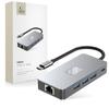 Tech-Protect Hb05 Hub Adapter 9In1 Type-C + Usb2.0 + Usb3.0 + Hdmi 4K 60Hz + Sd/Tf + Pd100W + Rj45 1000M Space Grey