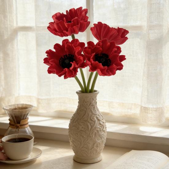 11,8" Künstliche Blume Langer Stiel Realistischer Kunstseide Ranunculus Strauß für Zuhause Küche Hochzeit Dekoration Blumengesteck Frühling Tisch