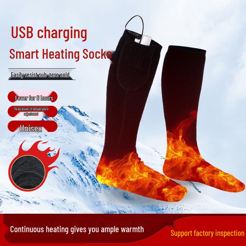 USB-Charged Heated Ski Socks - Modal Cotton Winter Warmers