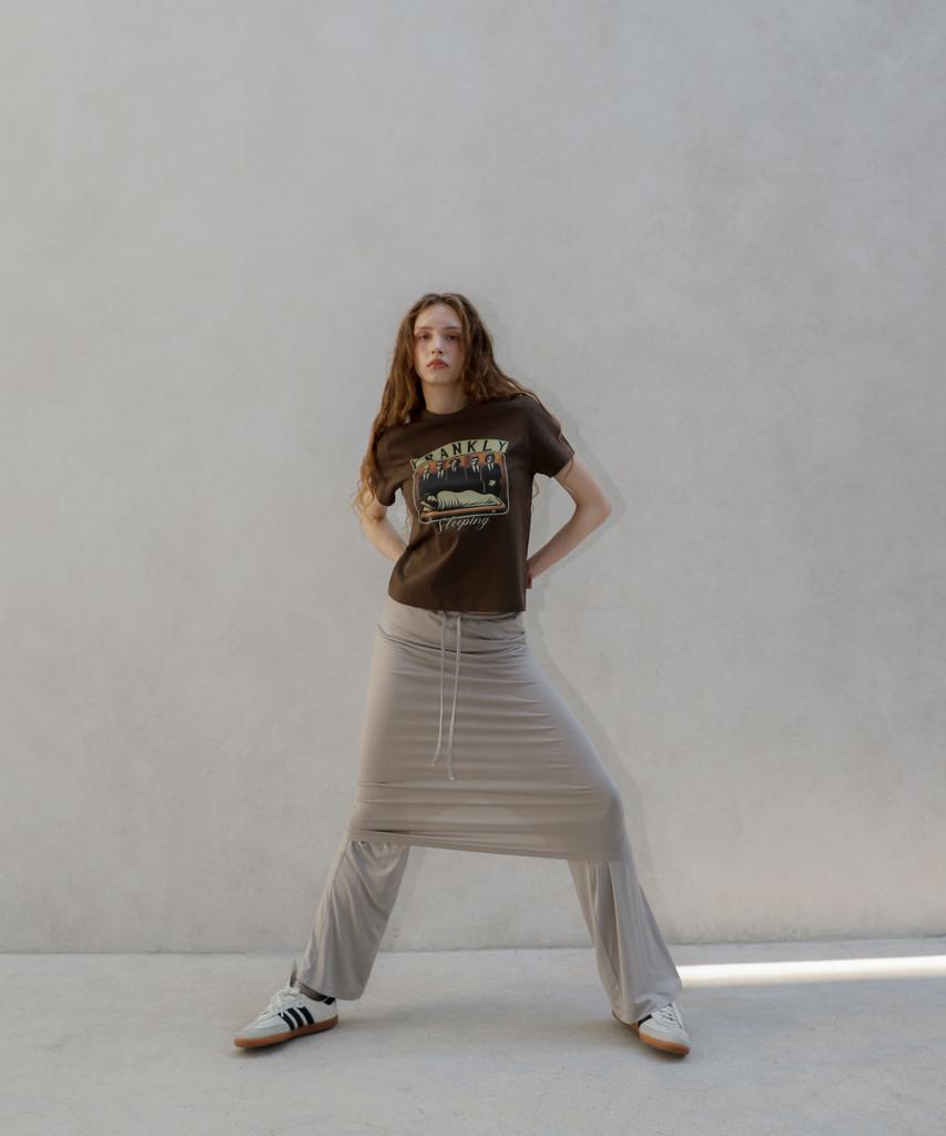 Peulaengkeulli Smooth Long Skirt Pants, Beige