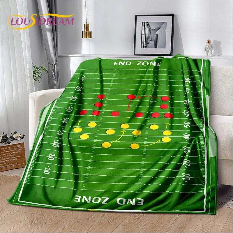 3D Rugby Field Rugby American Football Cartoon Soft Blanket,Soft Throw Blanket for Home Bedroom Bed Sofa Travel Cover Child