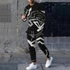 Heren Casual Lange Mouw T-shirt en Sweatshirt 2-delige Sportkleding Set Heren Sportpak met Kraag Hardlopen Streetwear Zomer