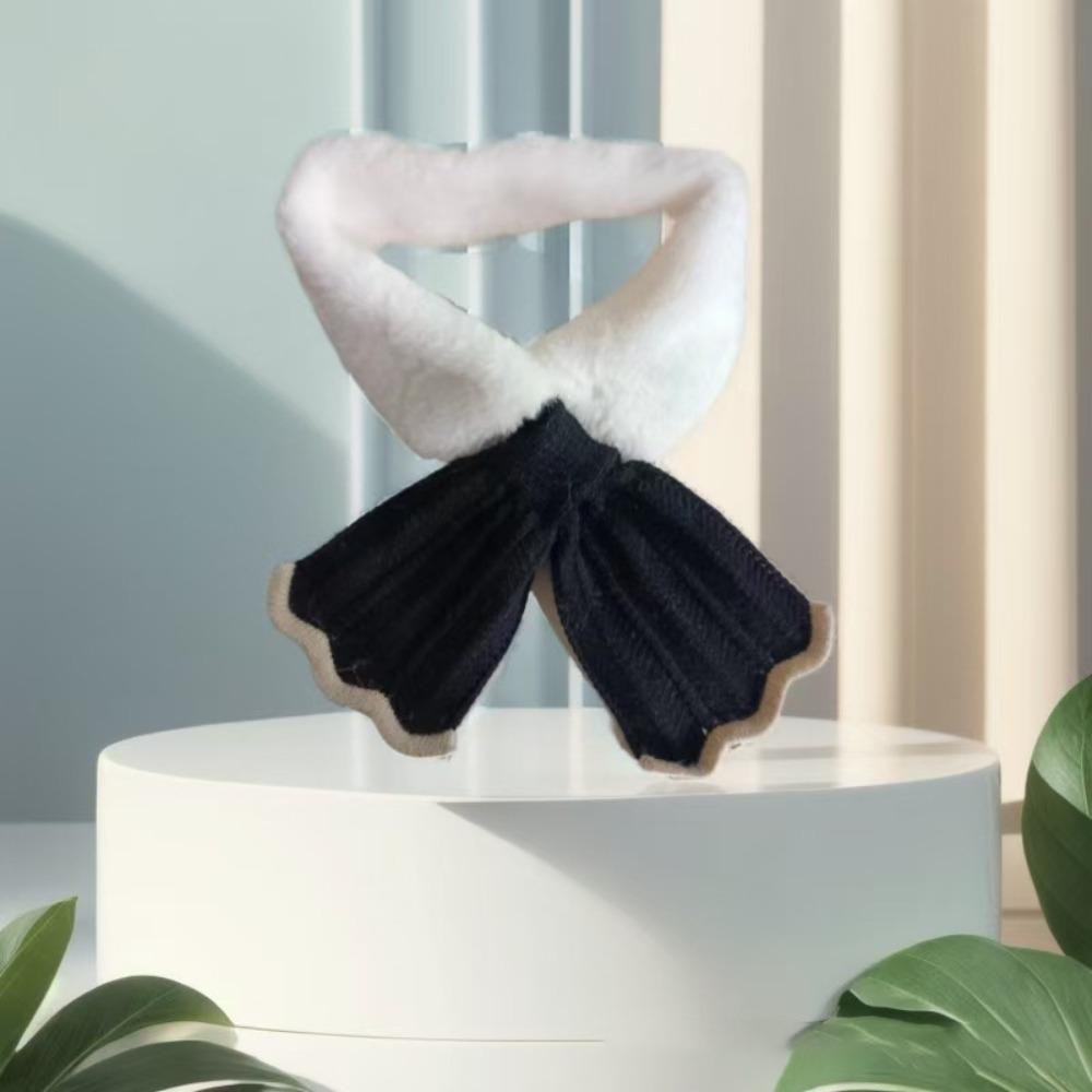 Windproof Neck Scarves Cross Wool Collar Elegant Knitted Scarf Winter