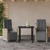 Vidaxl 3-Cz. Bistro Furniture Set with Cushions, Light Grey, Poly Rattan