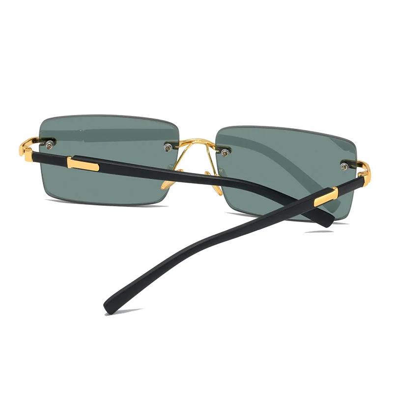Rimless Sunglasses Rectangle Stylish Popular Female Male Sun Eyewear Small Square Sun Eyewear for Female Male Summer Traveling Oculos