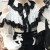 Kawaii Women Shirts Jirai Kei Lolita Y2K Cute Japanese Style Blouse Elegant Long Sleeve Sweet Tops Casual Aesthetic Shirt