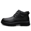 High-top Leather Shoes Business Gentleman Simple Casual Big Head Shoes First Layer Cowhide Extra Large Size Velvet Boots Men