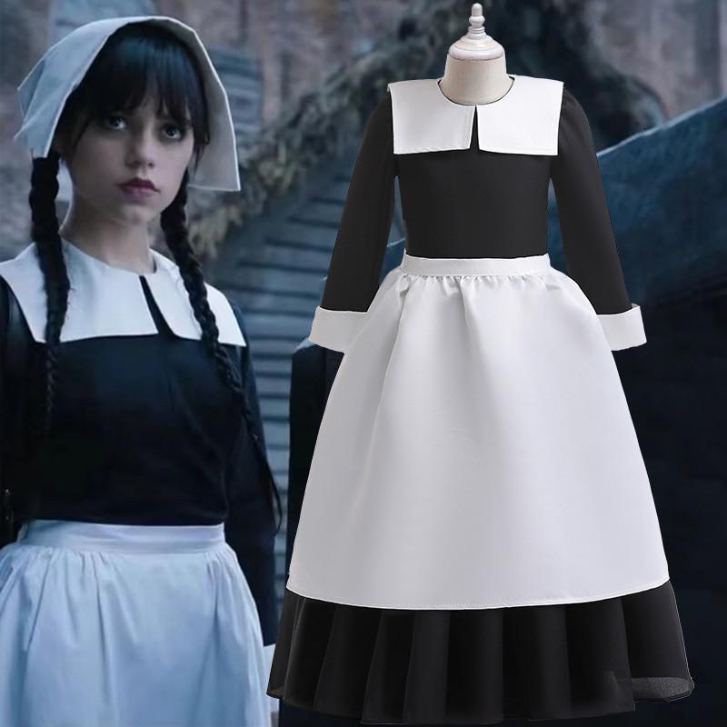 Wednesday Adams Family Wednesday Costume Dress With Polyester Material For Teens