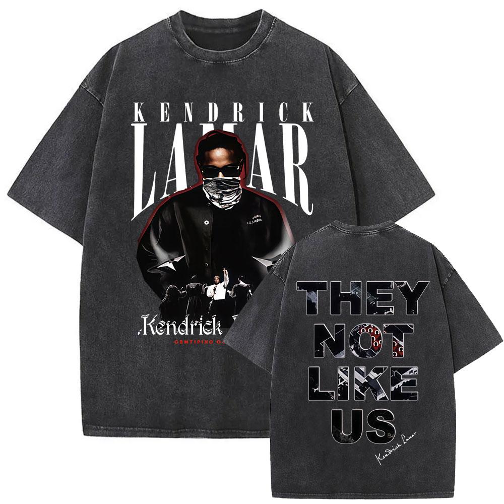 Limited Rapper Kendrick Lamar They Not Like Us Washed Vintage Tshirt Summer Men Women Hip Hop Oversized Street Crewneck T Shirt