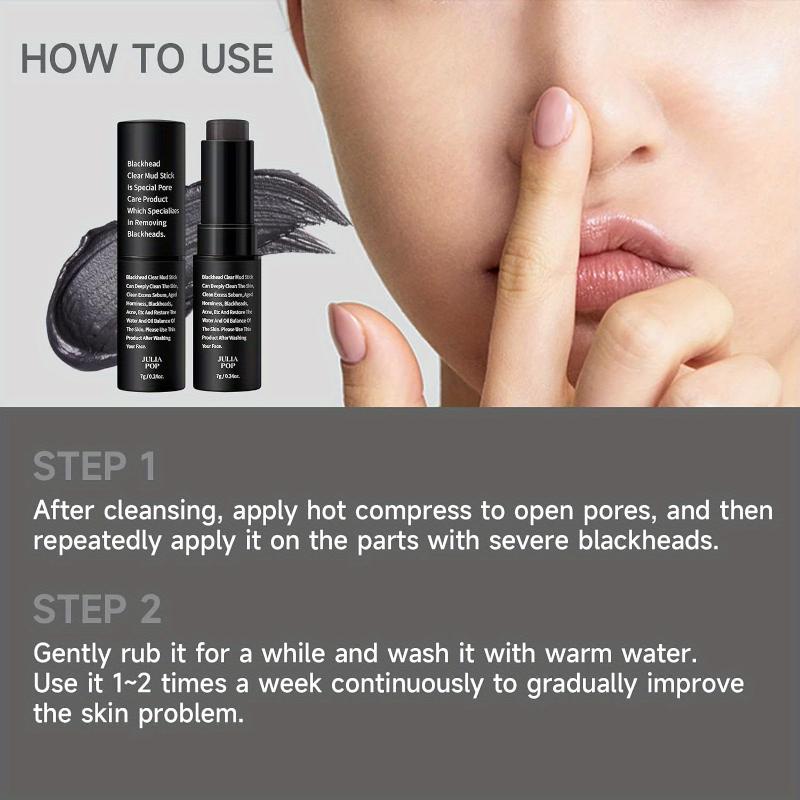 Bamboo Charcoal Blackhead Clear Mud Stick for Face, Face Scrub Removes Blackheads, Oil Control with Charcoal Extract, Fa