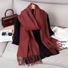 Fashion Solid Color Women Scarf Winter Hijabs Tes Tassels Long Lady Shawls Cashmere Like Pashmina Hijabs Scarves Wraps